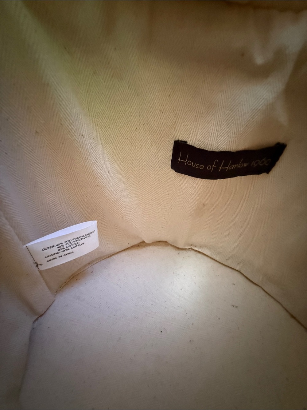 House of Harlow 1960 Bucket Shoulder Bag in Cream with Brown Vegan Leather - Picture 9 of 12